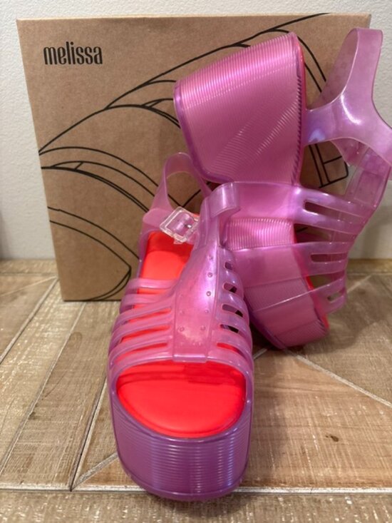 Melissa Shoes - NEW Melissa MEL Station 79 Pearly Pink Platform Sandals Candy Scented